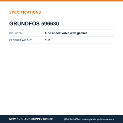 Grundfos Pumps 596630 Check Valve Kit specifications — New England Supply House [NESH-SPECTABLE-V1]