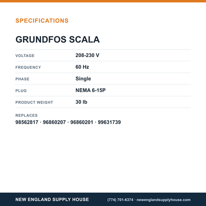 Grundfos SCALA2 3-45 Water Booster Pump specifications — New England Supply House [NESH-SPECTABLE-V1]