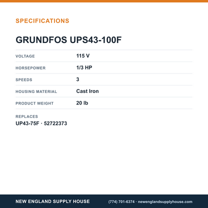 Grundfos UPS43-100F Circulator Pump specifications — New England Supply House [NESH-SPECTABLE-V1]