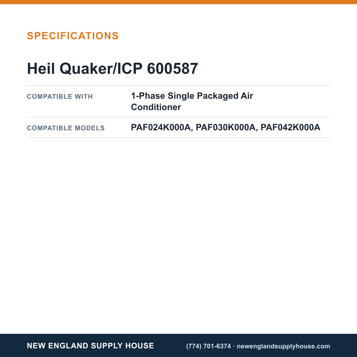 Heil Quaker/ICP 600587 Air Conditioner Blower Wheel specifications — New England Supply House [NESH-SPECTABLE-V1]