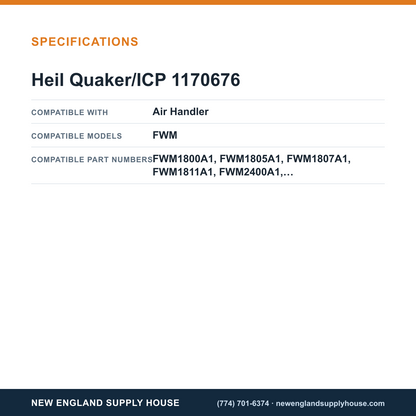 Heil Quaker/ICP 1170676 Air Handler Transformer specifications — New England Supply House [NESH-SPECTABLE-V1]