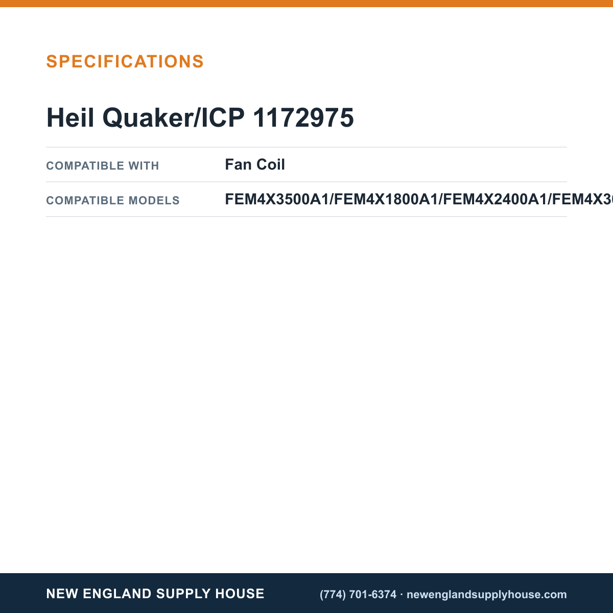 Heil Quaker/ICP 1172975 Fan Coil Control Board specifications — New England Supply House [NESH-SPECTABLE-V1]