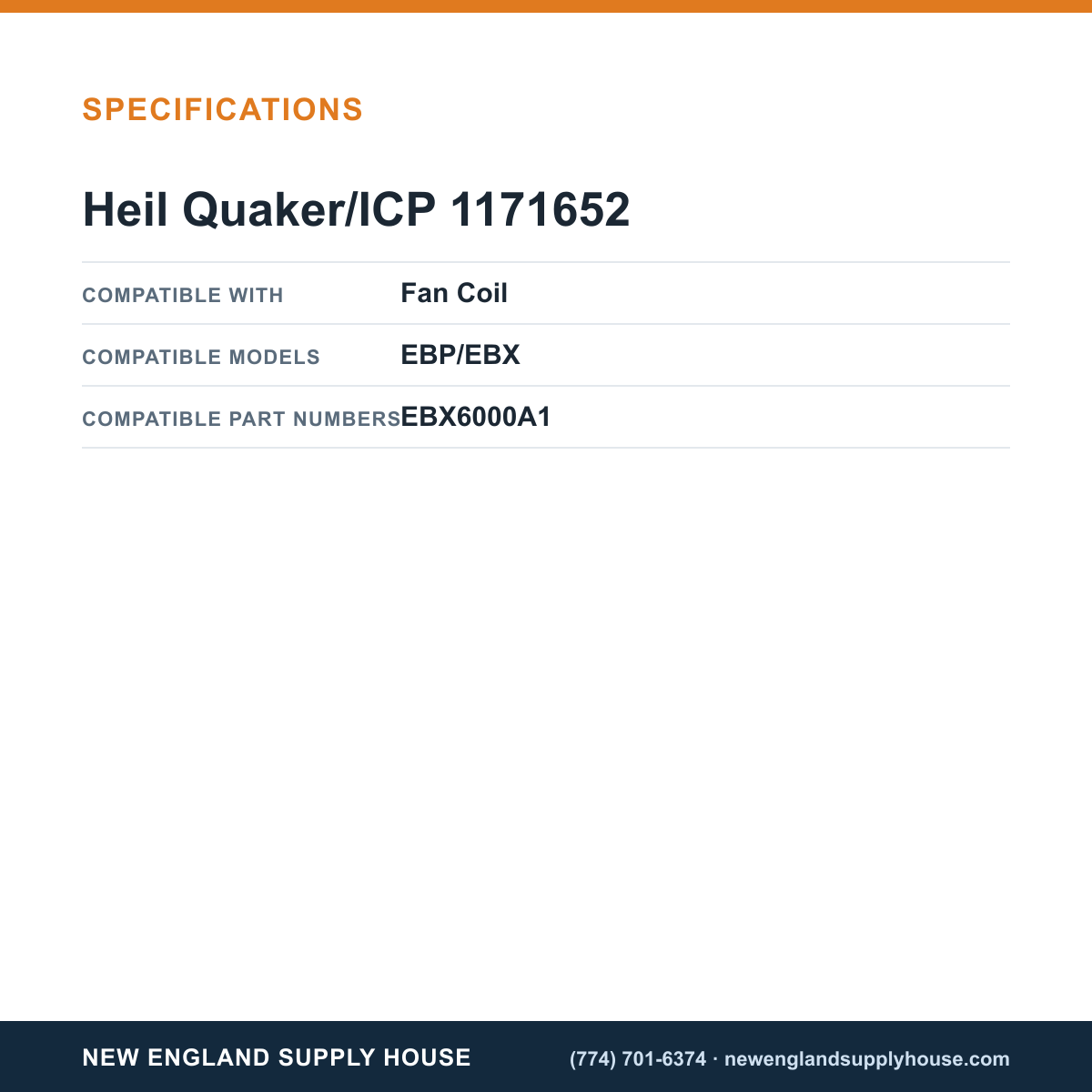Heil Quaker/ICP 1171652 Fan Coil Filter specifications — New England Supply House [NESH-SPECTABLE-V1]