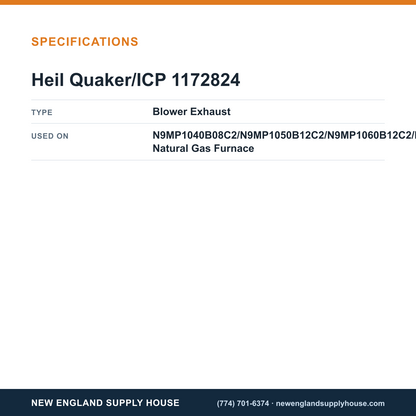 Heil Quaker/ICP 1172824 Gas Furnace Blower Exhaust specifications — New England Supply House [NESH-SPECTABLE-V1]