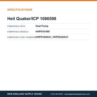 Heil Quaker/ICP 1086598 Heat Pump Condenser Motor specifications — New England Supply House [NESH-SPECTABLE-V1]