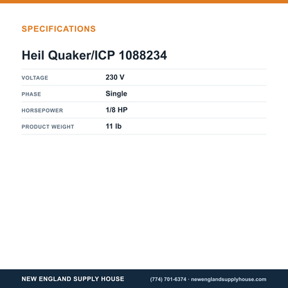 Heil Quaker/ICP 1088234 Condenser Motor specifications — New England Supply House [NESH-SPECTABLE-V1]