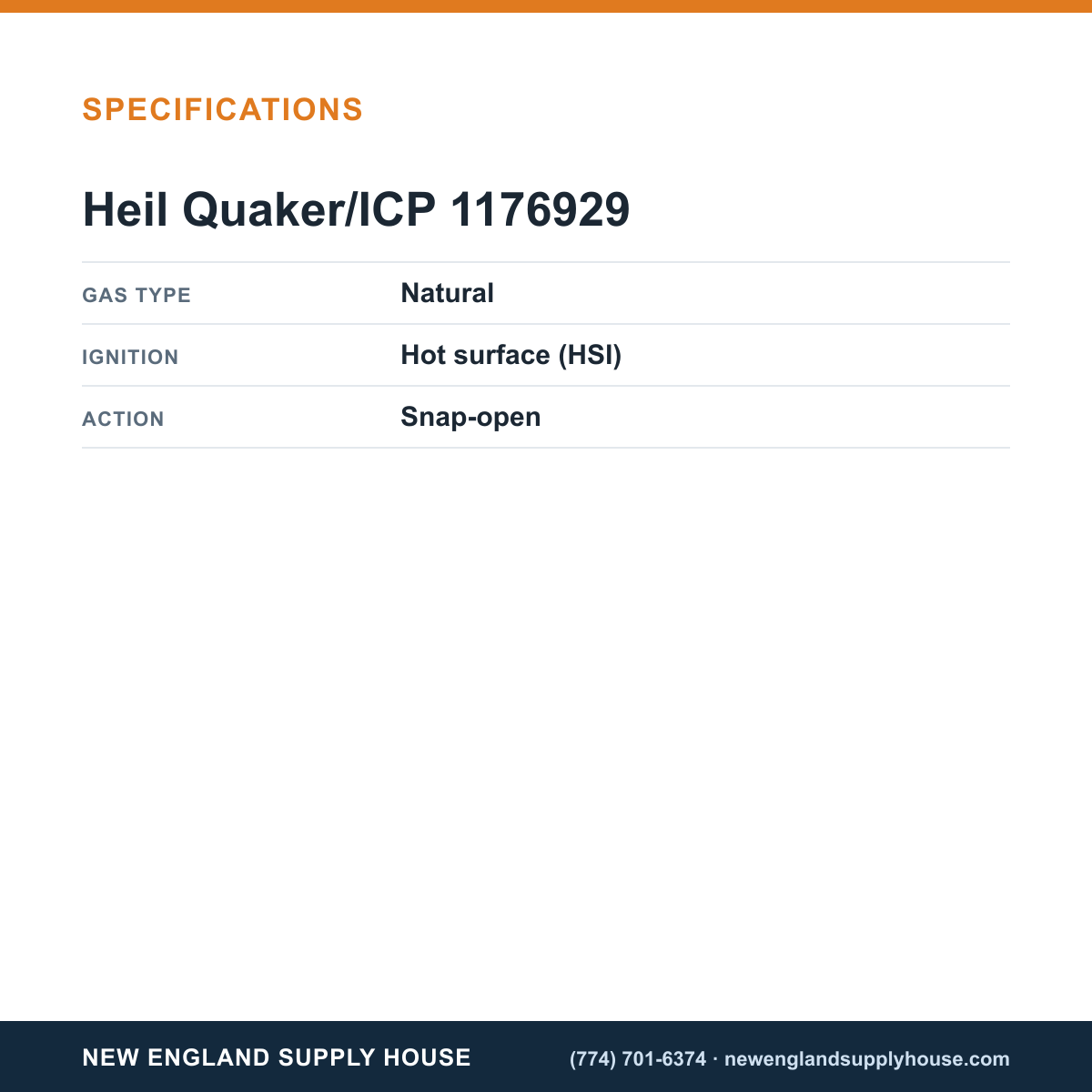 Heil Quaker/ICP 1176929 Gas Valve specifications — New England Supply House [NESH-SPECTABLE-V1]