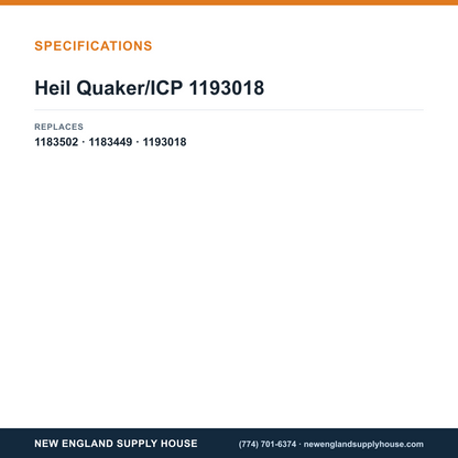 Heil Quaker/ICP 1193018 Inducer Motor Assembly specifications — New England Supply House [NESH-SPECTABLE-V1]