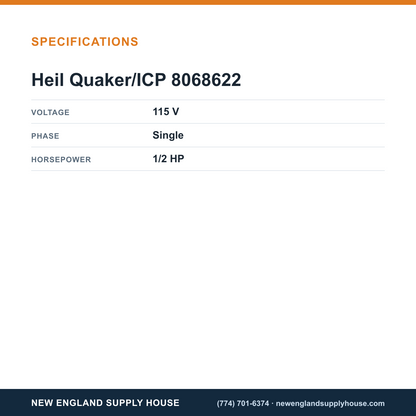 Heil Quaker/ICP 8068622 Blower Motor specifications — New England Supply House [NESH-SPECTABLE-V1]