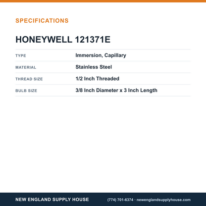 Honeywell Commercial 121371E Aquastat Sensor Well Assembly specifications — New England Supply House [NESH-SPECTABLE-V1]