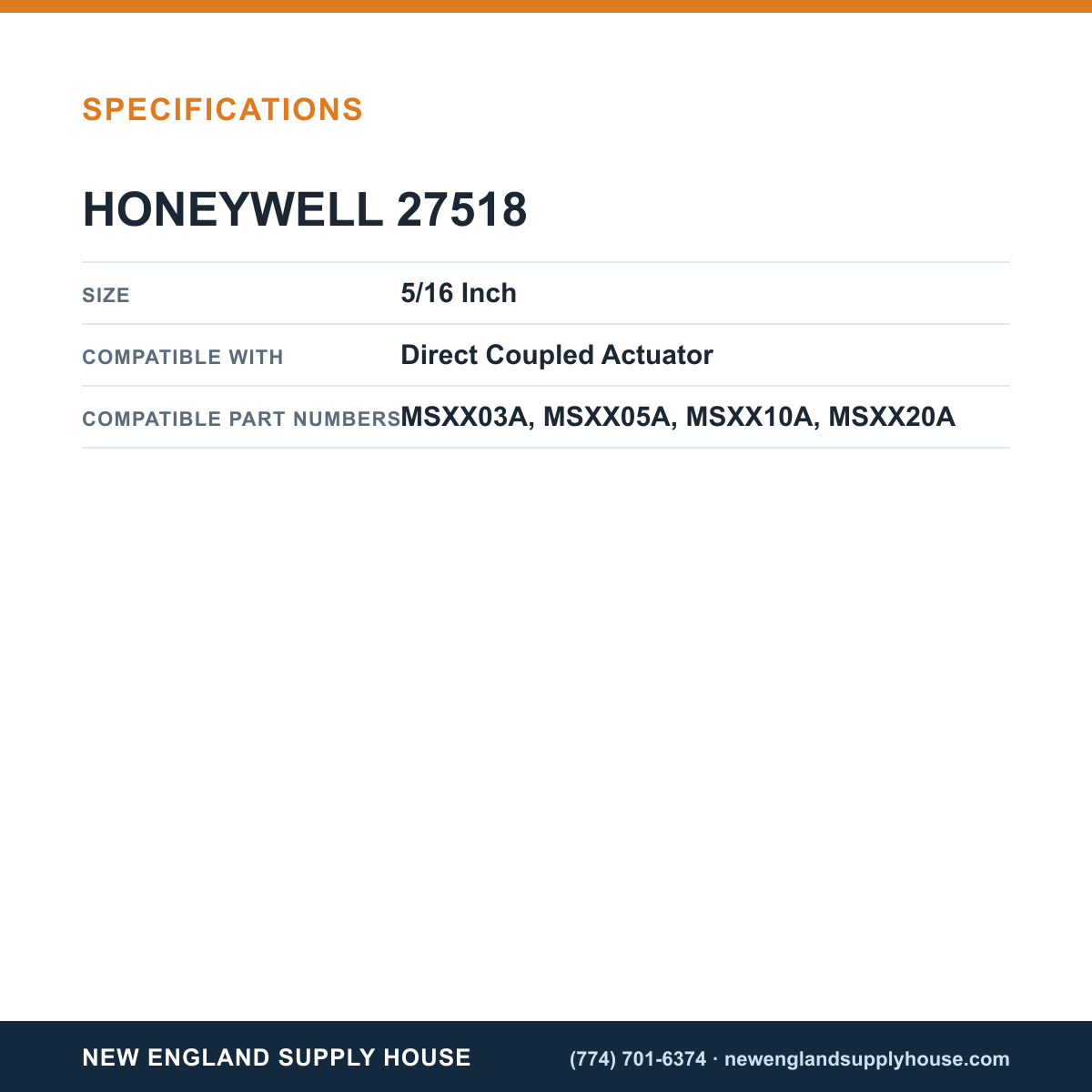 Honeywell Commercial 27518 Direct Coupled Actuator Crankarm Ball Joint specifications — New England Supply House [NESH-SPECTABLE-V1]
