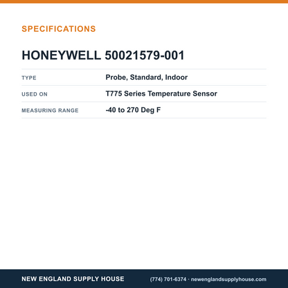 Honeywell Commercial 50021579-001 Indoor Temperature Sensor specifications — New England Supply House [NESH-SPECTABLE-V1]