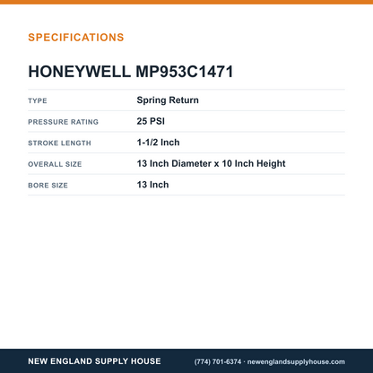 Honeywell Commercial MP953C1471 Pneumatic Coil Valve Actuator specifications — New England Supply House [NESH-SPECTABLE-V1]