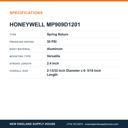 Honeywell Commercial MP909D1201 Pneumatic Damper Actuator specifications — New England Supply House [NESH-SPECTABLE-V1]