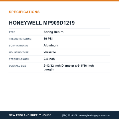 Honeywell Commercial MP909D1219 Pneumatic Damper Actuator specifications — New England Supply House [NESH-SPECTABLE-V1]