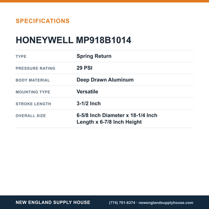 Honeywell Commercial MP918B1014 Pneumatic Damper Actuator specifications — New England Supply House [NESH-SPECTABLE-V1]