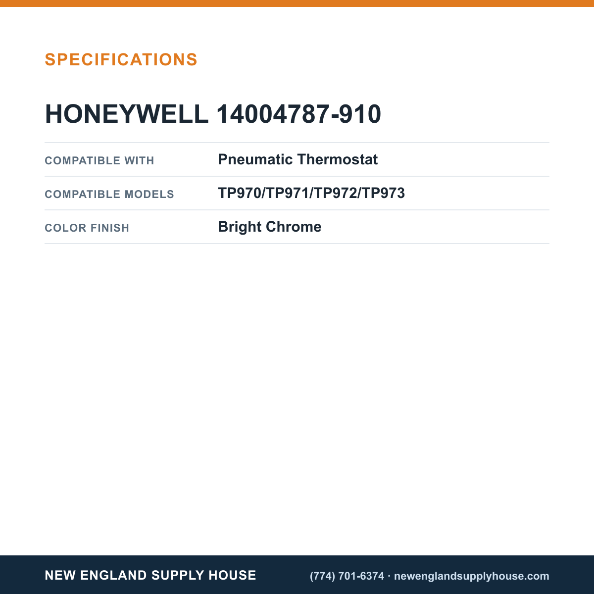Honeywell Commercial 14004787-910 Pneumatic Thermostat Cover Kit specifications — New England Supply House [NESH-SPECTABLE-V1]