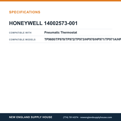 Honeywell Commercial 14002573-001 Pneumatic Thermostat Modernization Kit specifications — New England Supply House [NESH-SPECTABLE-V1]