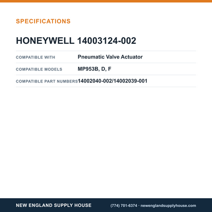 Honeywell Commercial 14003124-002 Pneumatic Valve Actuator Diaphragm Repair Kit specifications — New England Supply House [NESH-SPECTABLE-V1]