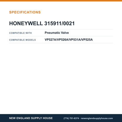 Honeywell Commercial 315911/0021 Pneumatic Valve Cup specifications — New England Supply House [NESH-SPECTABLE-V1]