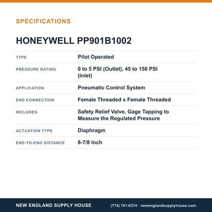 Honeywell Commercial PP901B1002 Pressure Reducing Valve specifications — New England Supply House [NESH-SPECTABLE-V1]