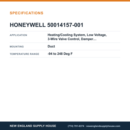Honeywell Commercial 50014157-001 Temperature Sensor specifications — New England Supply House [NESH-SPECTABLE-V1]