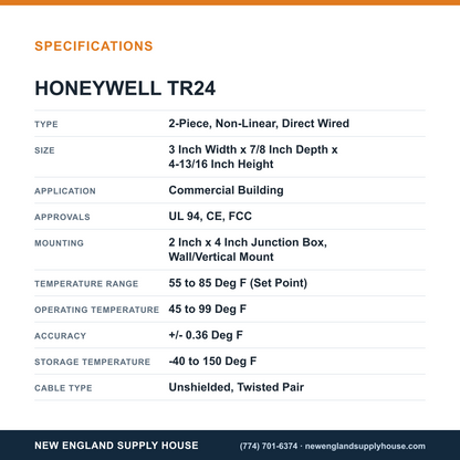 Honeywell Commercial TR24 Temperature Sensor specifications — New England Supply House [NESH-SPECTABLE-V1]