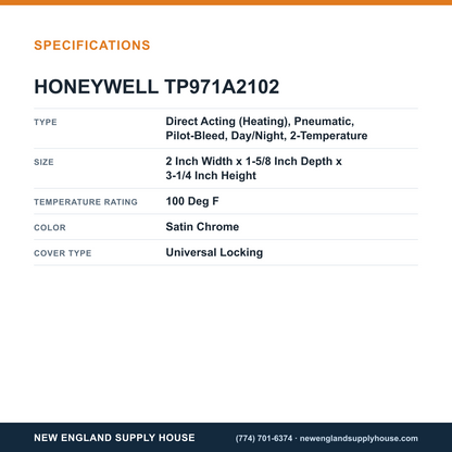 Honeywell Commercial TP971A2102 Thermostat specifications — New England Supply House [NESH-SPECTABLE-V1]