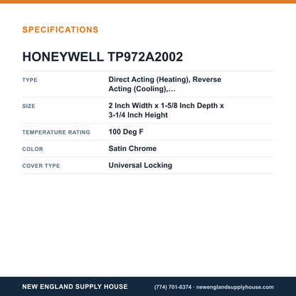Honeywell Commercial TP972A2002 Thermostat specifications — New England Supply House [NESH-SPECTABLE-V1]