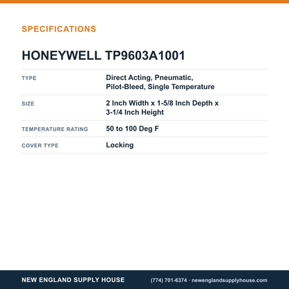Honeywell Commercial TP9603A1001 Thermostat specifications — New England Supply House [NESH-SPECTABLE-V1]