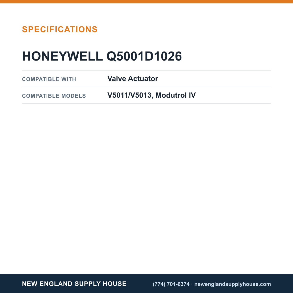 Honeywell Commercial Q5001D1026 Valve Actuator Linkage specifications — New England Supply House [NESH-SPECTABLE-V1]