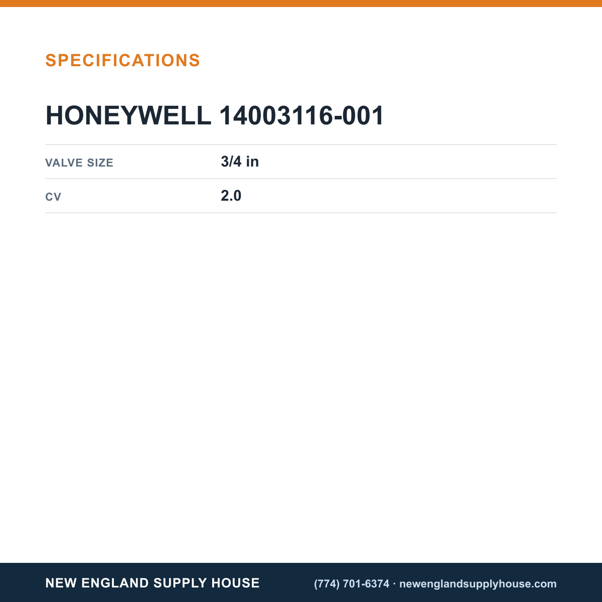 Honeywell Commercial 14003116-001 Rebuild Kit specifications — New England Supply House [NESH-SPECTABLE-V1]