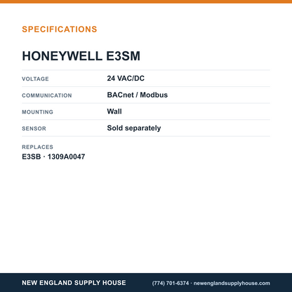 Honeywell Commercial E3SM Gas Monitor specifications — New England Supply House [NESH-SPECTABLE-V1]