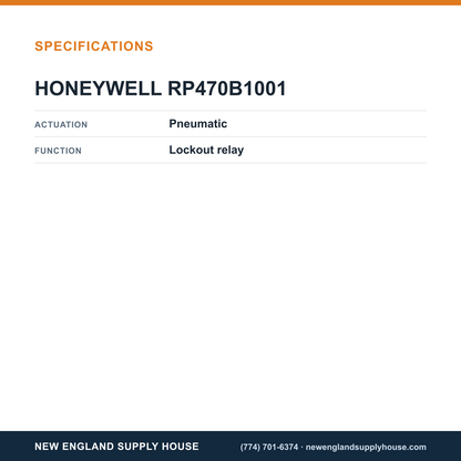 Honeywell Commercial RP470B1001 Pneumatic Lockout Relay specifications — New England Supply House [NESH-SPECTABLE-V1]