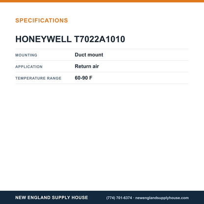 Honeywell Commercial T7022A1010 Temperature Sensor specifications — New England Supply House [NESH-SPECTABLE-V1]