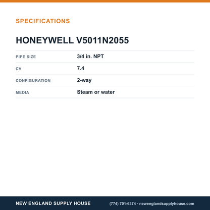 Honeywell Commercial V5011N2055 2-Way Steam Valve specifications — New England Supply House [NESH-SPECTABLE-V1]