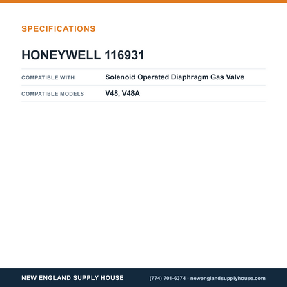 Honeywell Thermal Solutions FSG 116931 Diaphragm Gas Valve Coil specifications — New England Supply House [NESH-SPECTABLE-V1]
