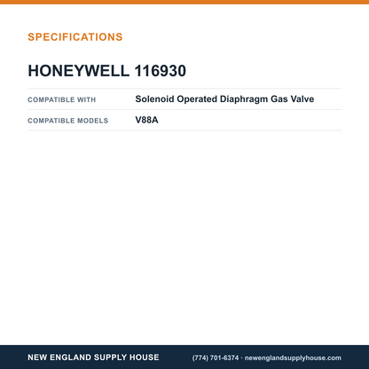Honeywell Thermal Solutions FSG 116930 Diaphragm Gas Valve Coil specifications — New England Supply House [NESH-SPECTABLE-V1]