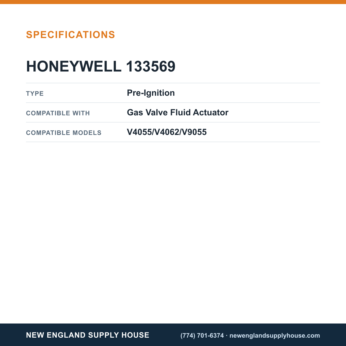 Honeywell Thermal Solutions FSG 133569 Gas Valve Fluid Actuator Interlock Switch specifications — New England Supply House [NESH-SPECTABLE-V1]