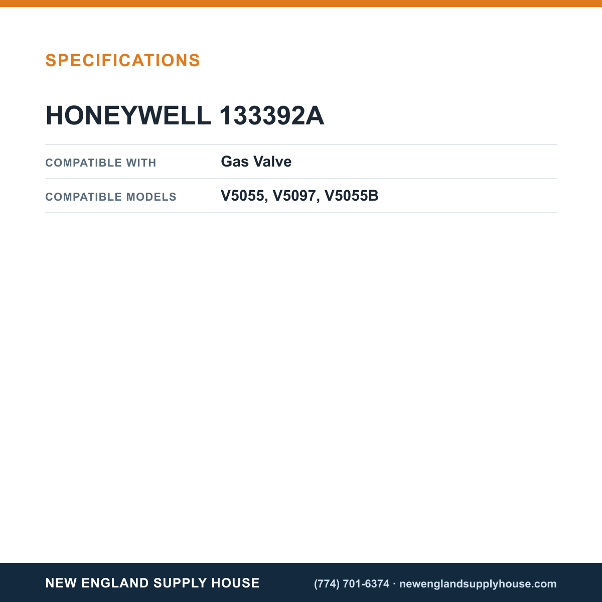 Honeywell Thermal Solutions FSG 133392A Gas Valve O-Ring Assembly specifications — New England Supply House [NESH-SPECTABLE-V1]