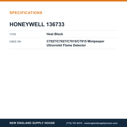 Honeywell Thermal Solutions FSG 136733 Optical Flame Detector Heat Block specifications — New England Supply House [NESH-SPECTABLE-V1]