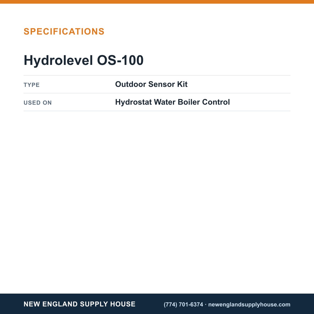 Hydrolevel OS-100 Boiler Control Outdoor Sensor Kit specifications — New England Supply House [NESH-SPECTABLE-V1]