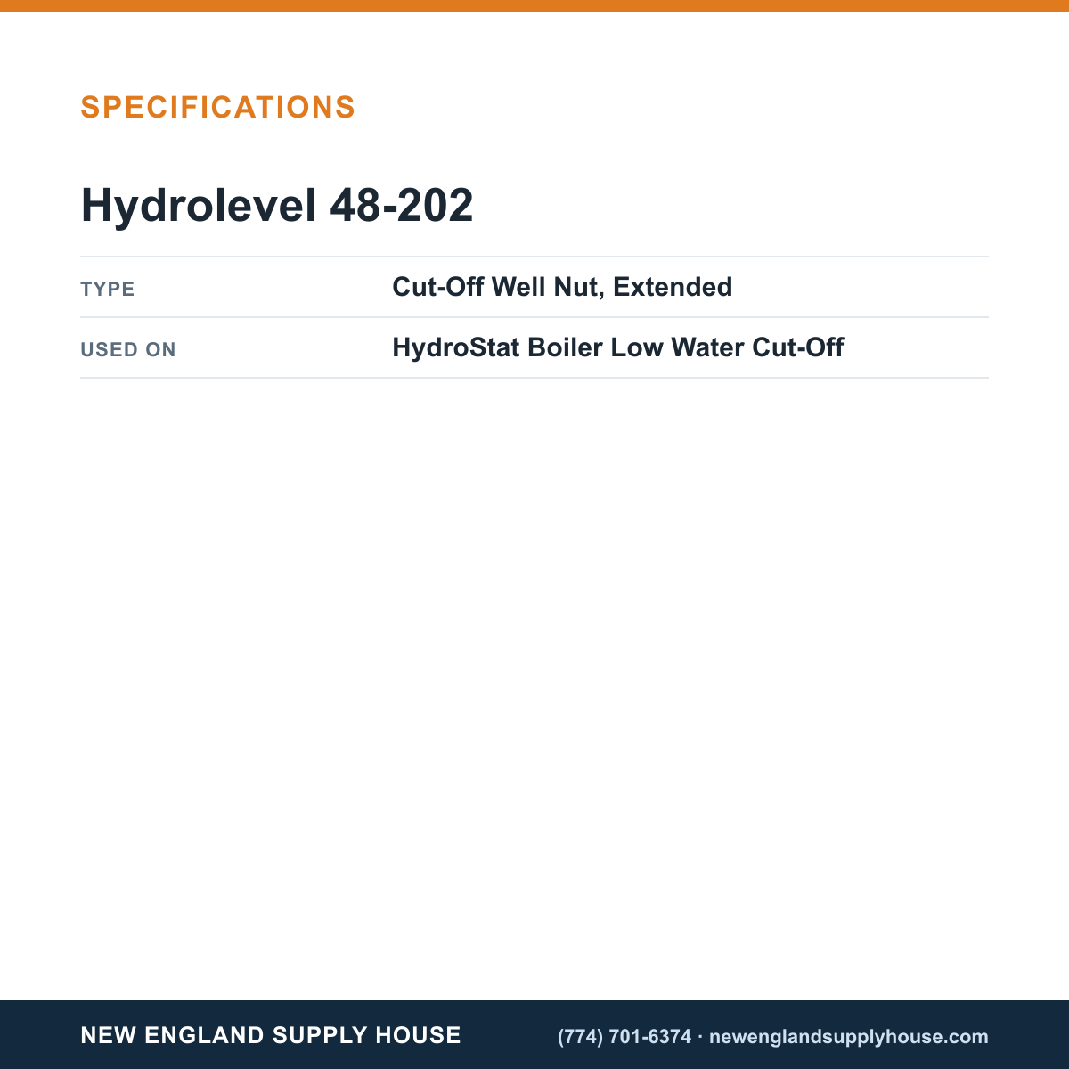 Hydrolevel 48-202 Boiler Low Water Cut-Off Well Nut specifications — New England Supply House [NESH-SPECTABLE-V1]