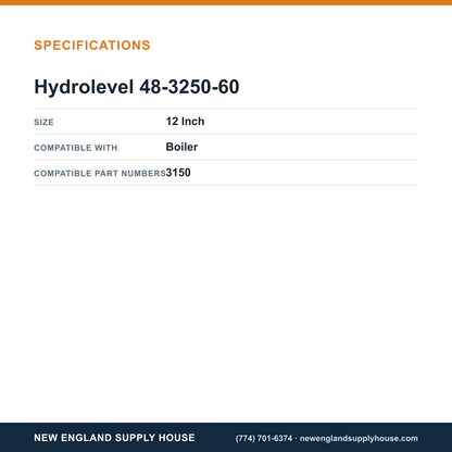 Hydrolevel 48-3250-60 Boiler Low Water Cut-Off/Temperature Limit Control Sensor specifications — New England Supply House [NESH-SPECTABLE-V1]