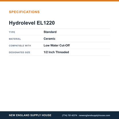Hydrolevel EL1220 Water Cut-Off Controller Probe specifications — New England Supply House [NESH-SPECTABLE-V1]