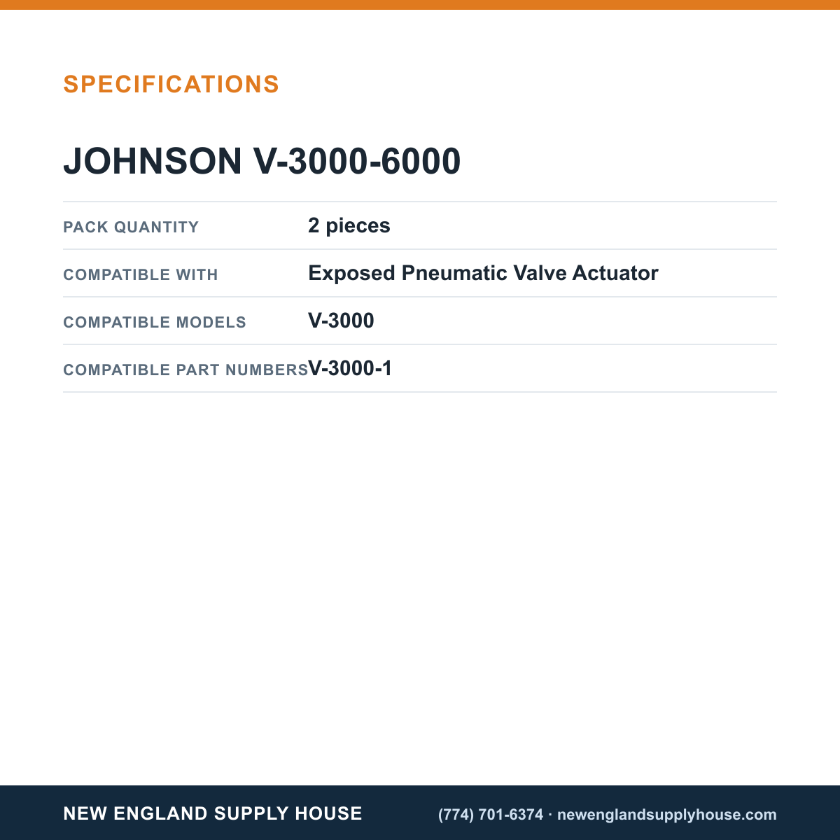 Johnson Controls V-3000-6000 Pneumatic Valve Exposed Actuator Diaphragm (Pack of 2) specifications — New England Supply House [NESH-SPECTABLE-V1]