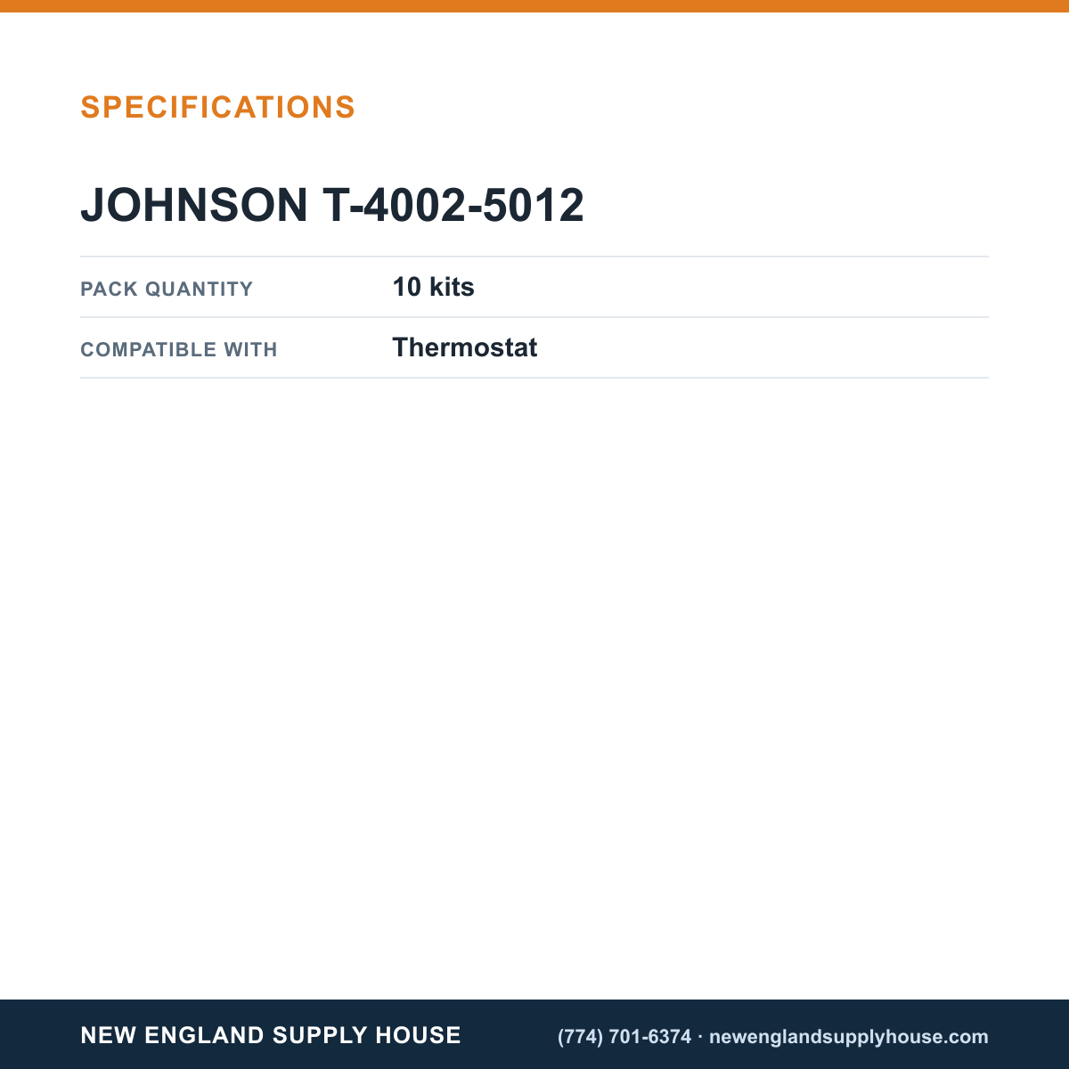 Johnson Controls T-4002-5012 Thermostat Knob Adjustment Kit (Pack of 10) specifications — New England Supply House [NESH-SPECTABLE-V1]