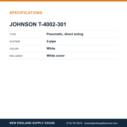 Johnson Controls T-4002-301 Pneumatic Thermostat specifications — New England Supply House [NESH-SPECTABLE-V1]