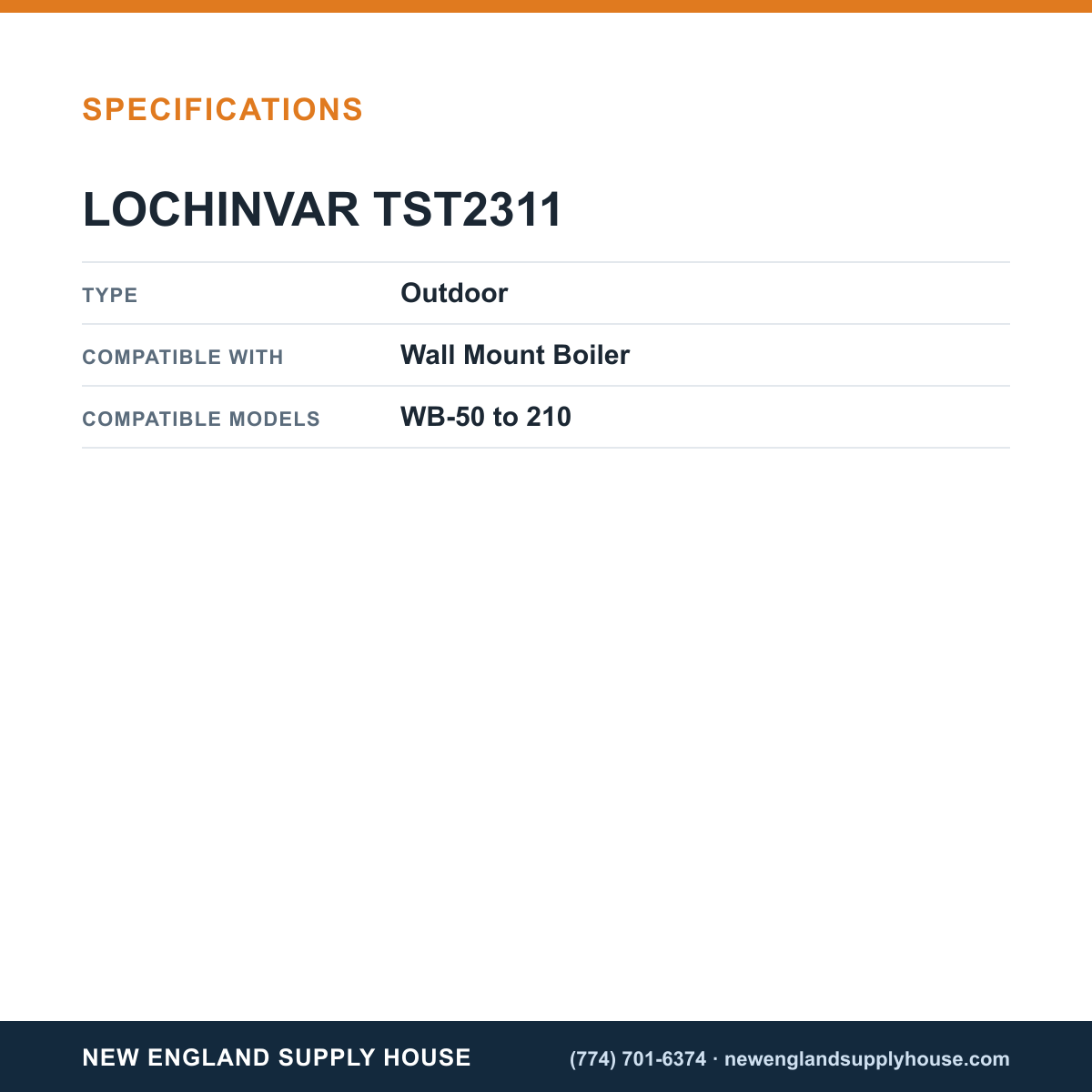 Lochinvar TST2311 Boiler Air Sensor specifications — New England Supply House [NESH-SPECTABLE-V1]