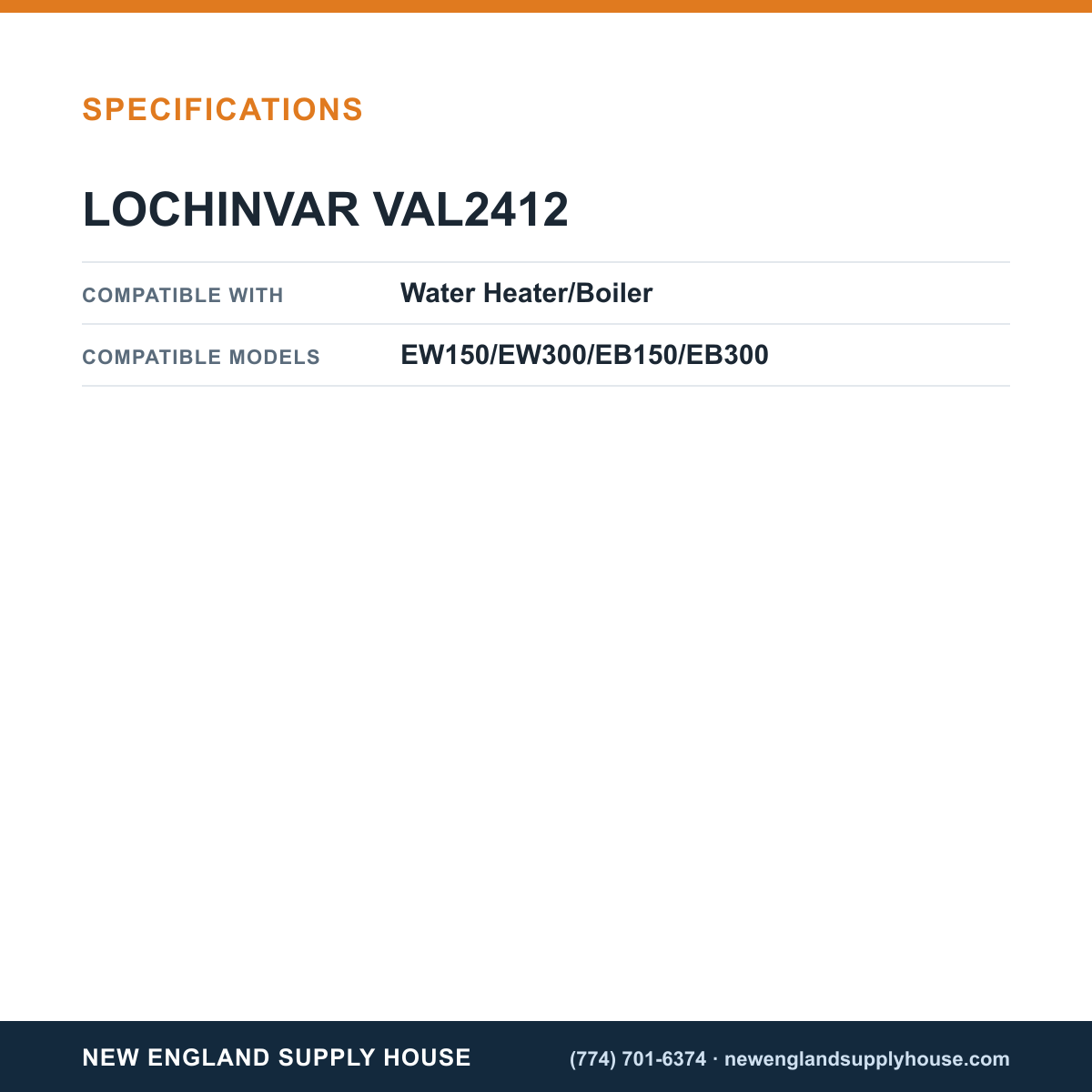Lochinvar VAL2412 Water Heater Gas Valve specifications — New England Supply House [NESH-SPECTABLE-V1]